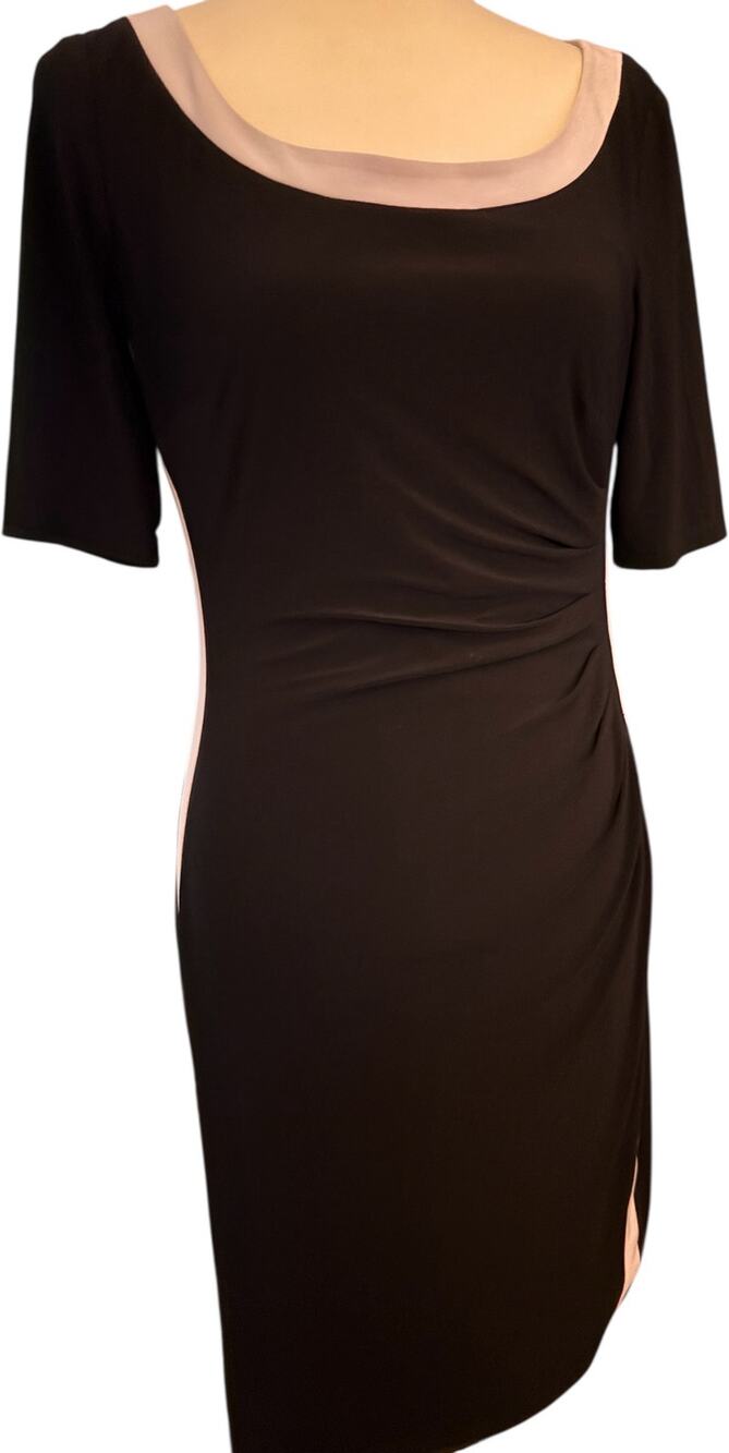 Lauren Ralph Lauren Black & White Colorblock Jersey Sheath Dress, Size 8